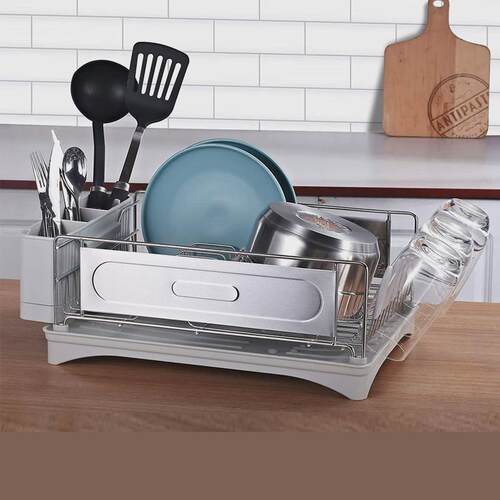 不锈钢碗架双层收纳架厨房高颜值家用碗碟盘子置物架带沥水盘碗架