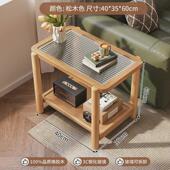 实木沙发边柜双层小茶几客厅家用侧边几小方桌中式 边桌阳台小茶桌