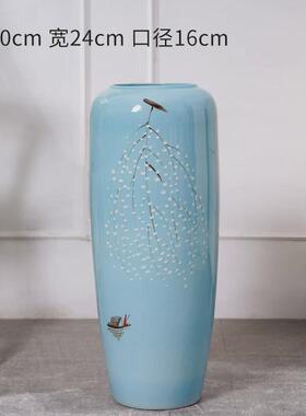 景德镇陶瓷落地大花瓶摆件新中式手绘客厅家居装饰插花花瓶