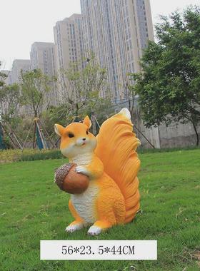 户外松鼠雕塑仿真公园动物花盆玻璃钢小品花园林庭院景观装饰摆件