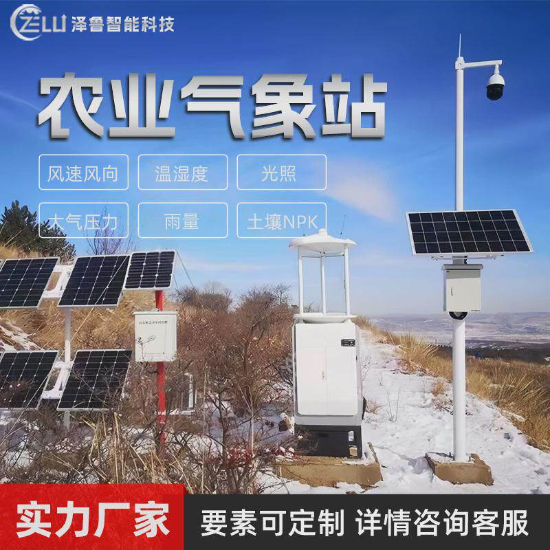 土壤温湿度雨量自动监测站小型光伏大棚田间校园温室外农业气象站