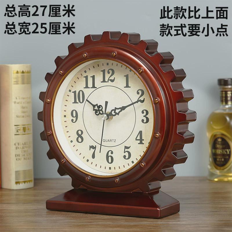 8n大号客厅表座钟现代简约非实木静音台式石英钟复古新中式客厅摆