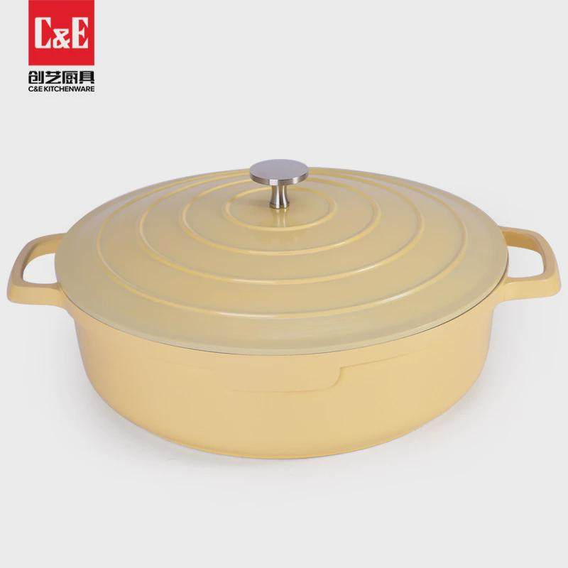 热销c&e创艺塔吉锅现货大容量锅一锅两盖汤锅焖锅铸铝海鲜锅厨房