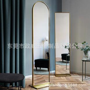 黄铜色卧室梳妆镜服装试衣镜金色站立镜婚纱摄影工作室化妆镜立式