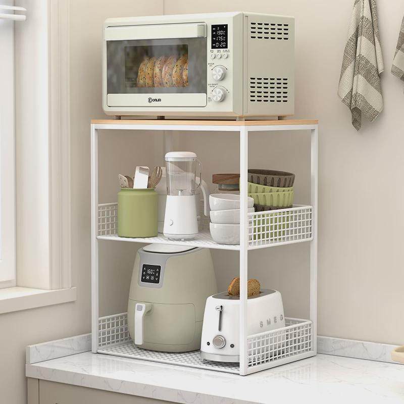 厨房微波炉置物架台面多层实木烤箱架子多功能家用沥水碗碟收纳架,厨房/烹饪用具,碗架,淘宝优惠券,粉丝福利购,淘宝优惠卷