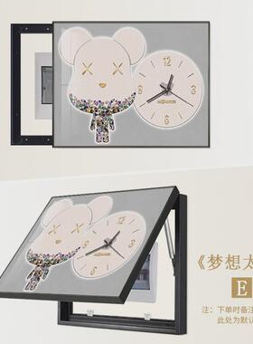 轻奢电表箱装饰画带钟表配电箱遮挡免打孔现代简约挂画太空人时钟