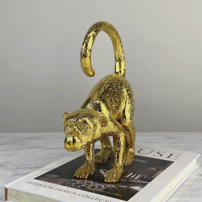 米兰猴子黑色白色动物猴摆件工艺品创意家居客厅装饰品小猴摆设