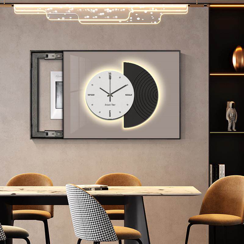 现代简约壁画轻奢高级感电表箱装饰画带钟表配电箱遮挡免打孔挂画