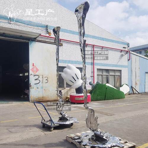 水滴浪花瀑布不锈钢镜面雕塑酒店售楼部大堂水花软装大型户外雕塑