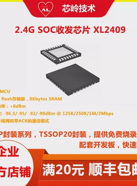 2.4G M0+核 SOC芯片 XL2409 无线收发 集成大资源M0核MCU 高性能
