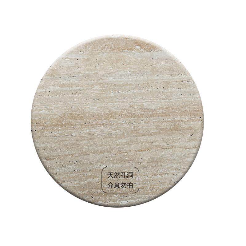 天然罗马米黄洞石圆形台面桌面加工厂家样板间茶几大理石家具酒店