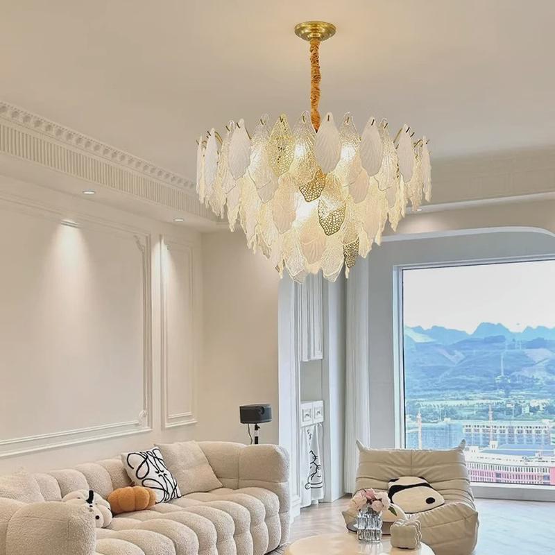 热销轻奢法式镂空叶子树叶新款现代创意水晶吊灯高档主客厅餐厅卧