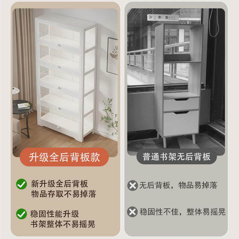 G3YN防尘书柜带柜门置物柜落地客厅透明展示柜亚克力收纳柜玻璃储