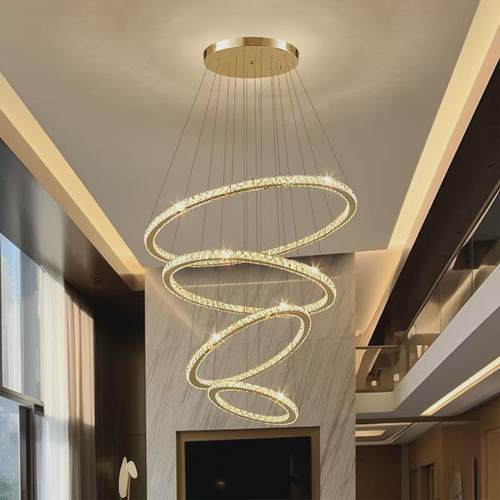 环形简约现代大气轻奢客厅灯创意个性水晶吊灯卧室新款网红餐厅灯