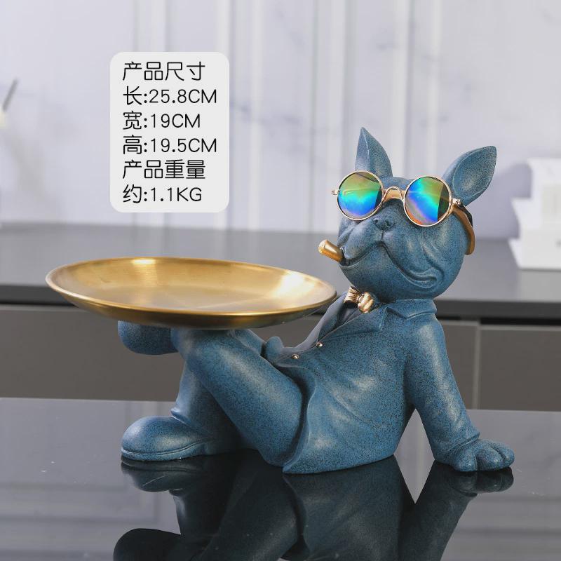 轻奢入户玄关钥匙收纳摆件茶几鞋柜胖墩墩法斗托盘卡通摆设居家