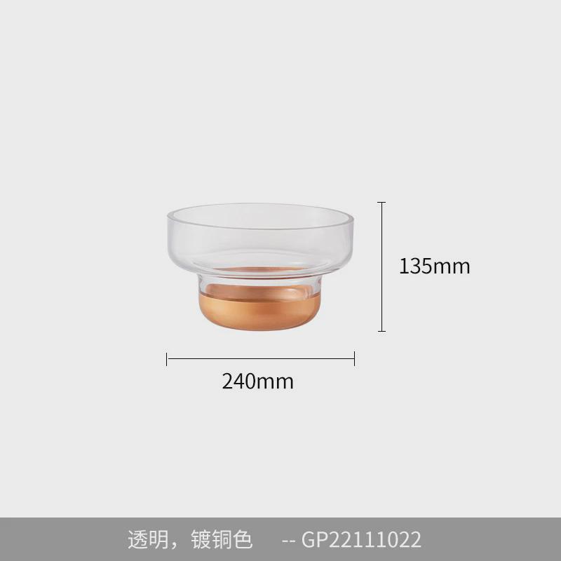 晶淳玫瑰金轻者透明餐桌玻璃大花瓶插花装饰高颜值大气果盘套装