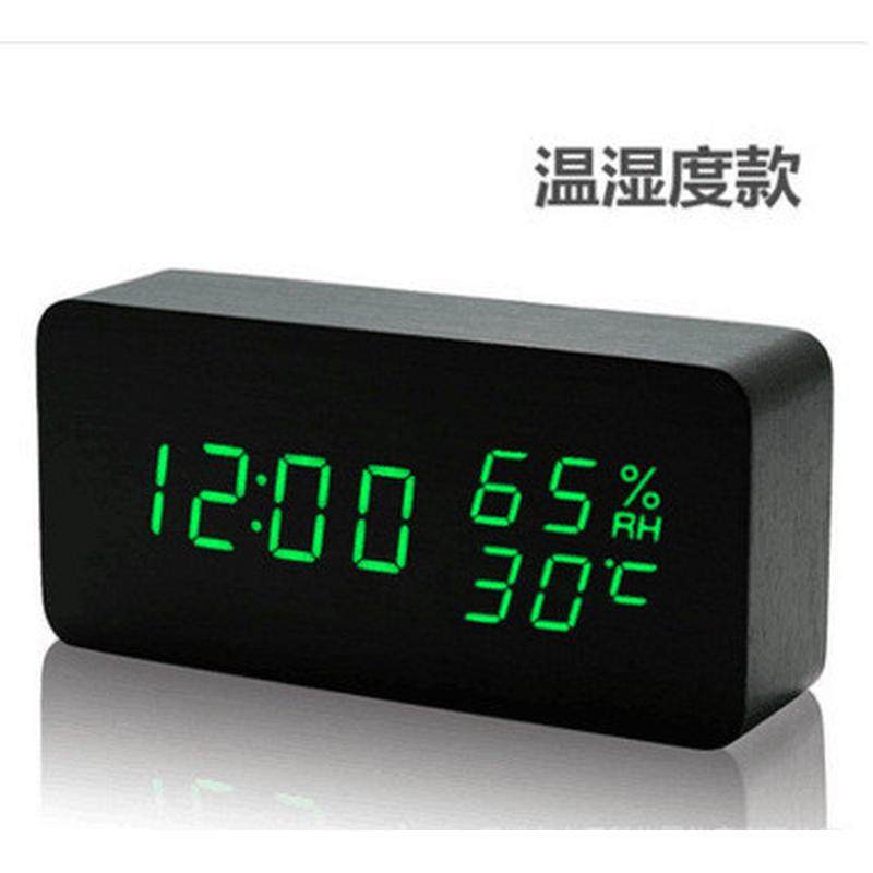 电子时钟LED温湿度闹钟木头温湿度时钟LED木质钟创意电子礼品
