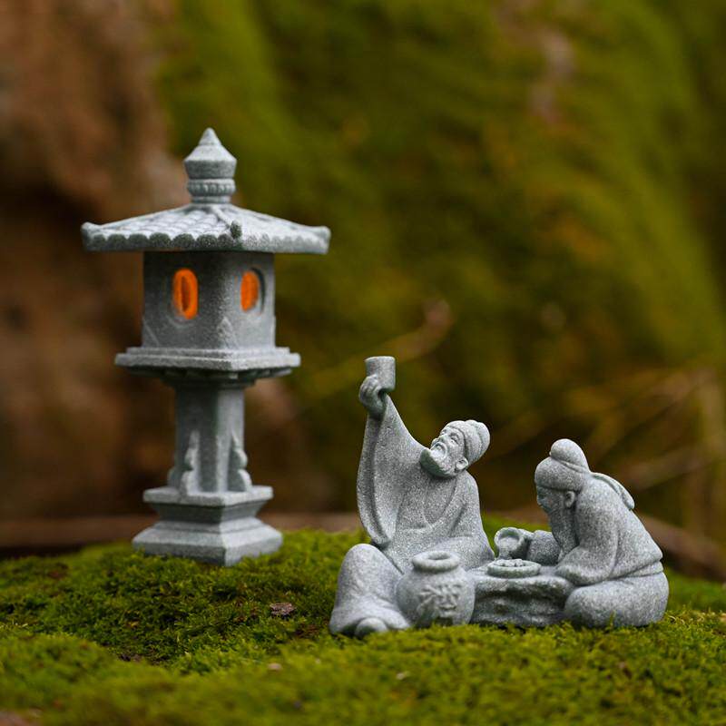 中式古风微景观小石灯笼摆件园艺花卉盆景假山造景亭子装饰小摆设