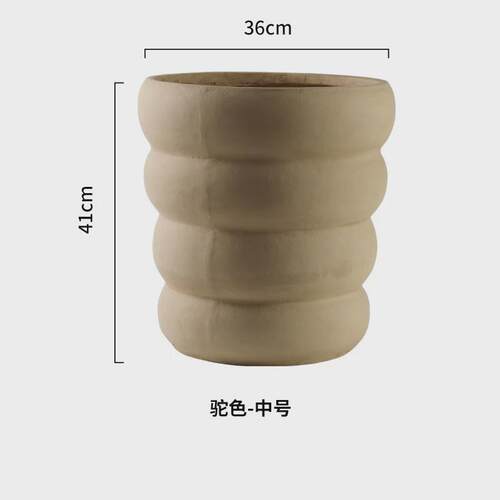 螺旋纹高款特大号镁泥花盆侘寂风仿水泥客厅阳台龟背竹尤加利种树
