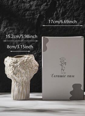 北欧ins风陶瓷花瓶客厅插花干花电视柜摆件水培米白色花器装饰品