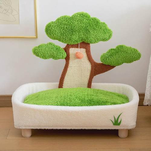 保暖猫窝猫抓板一体四季通用耐磨可拆洗狗窝冬天松树猫床宠物用品