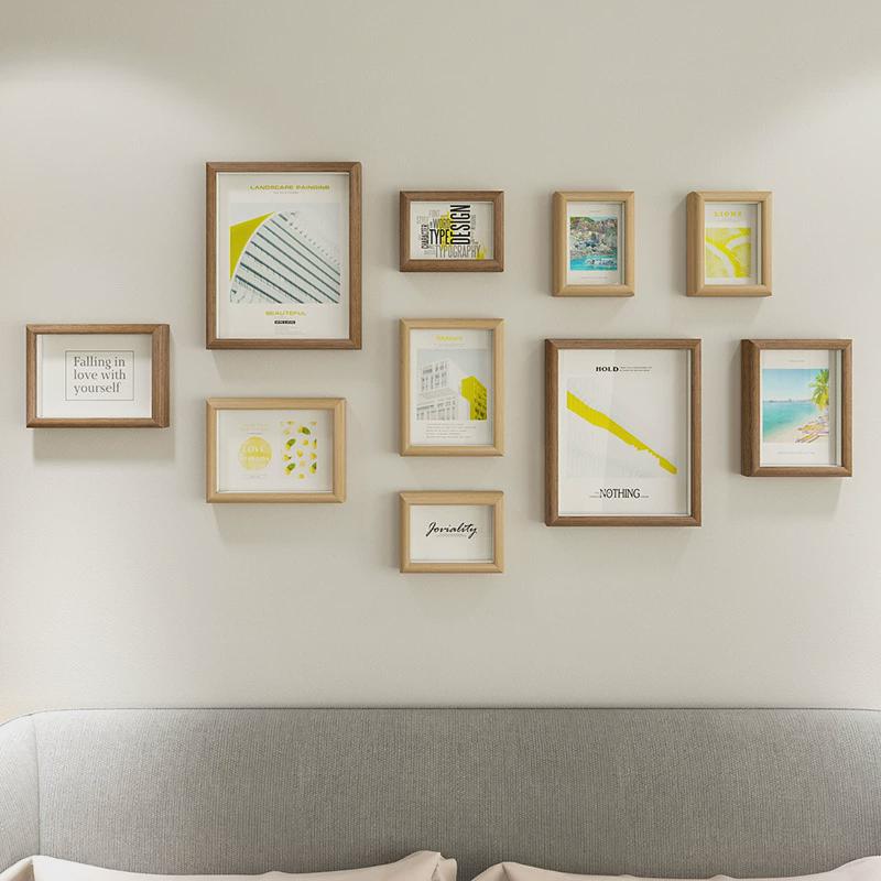 婚纱照相框挂墙免打孔画框感打印相册框实木质照片墙装饰