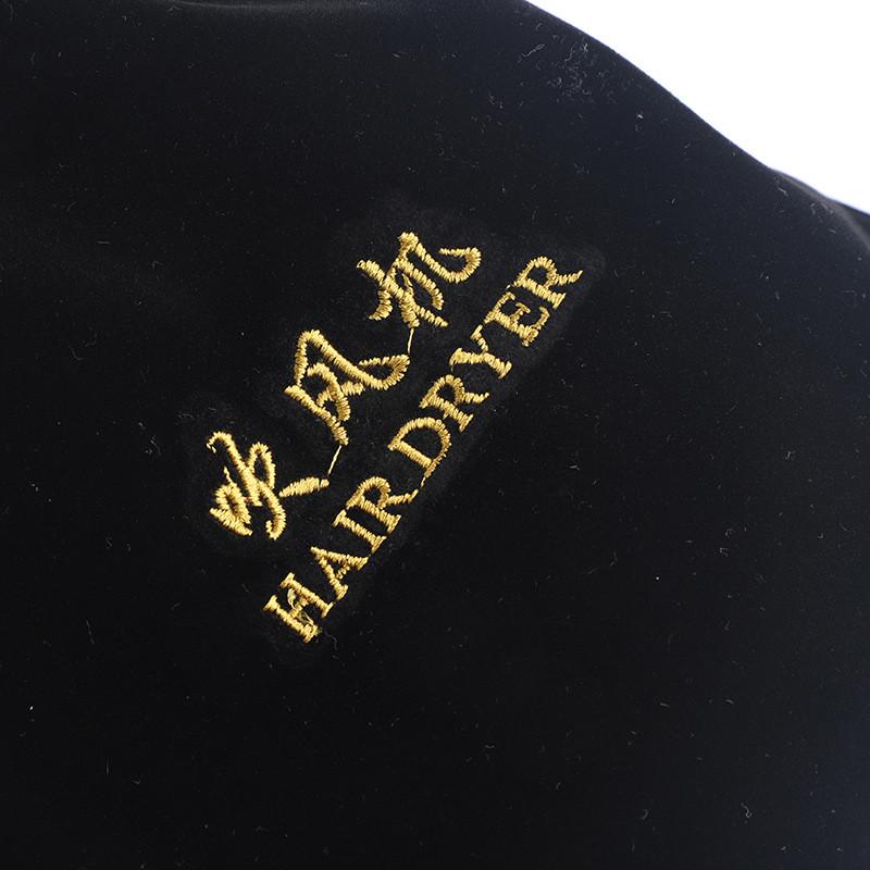 批发黑色绒布拉绳束口袋吹风机收纳袋包装刺绣袋拉绳绒布束口袋