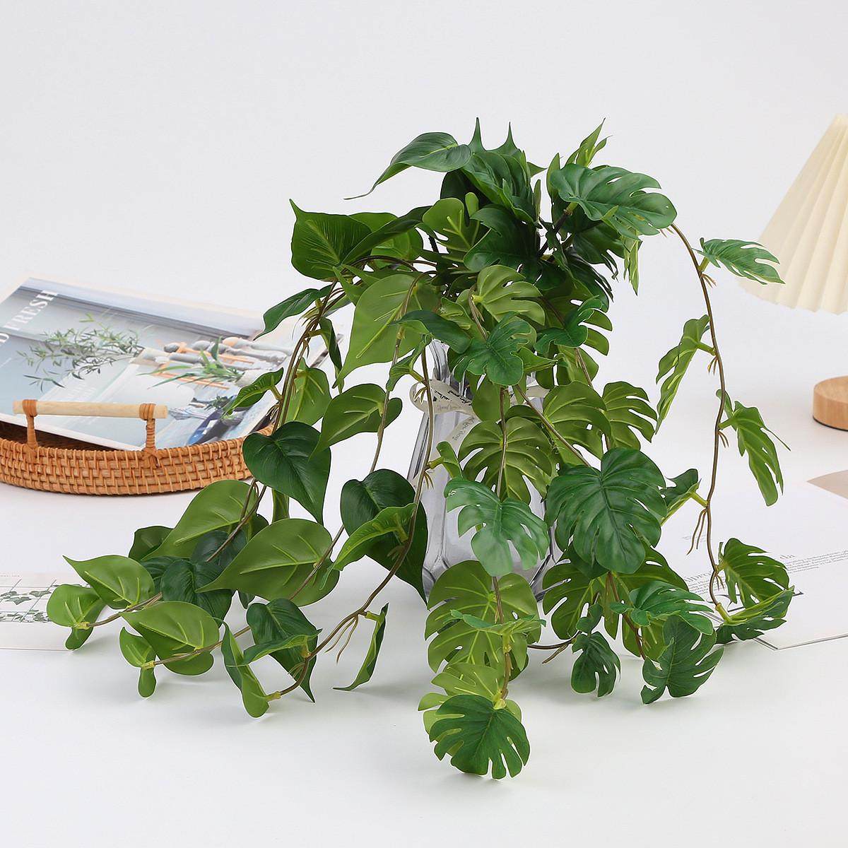 假花绿植室内走廊墙面挂壁装饰仿真花艺北欧龟背绿萝壁挂塑料藤条,家居饰品,仿真花/假花,淘宝优惠券,粉丝福利购,淘宝优惠卷