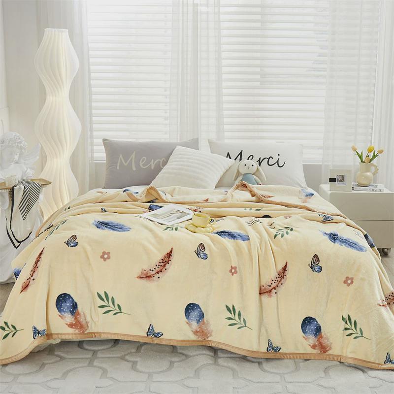 秋冬加厚云田园绒毛毯貂风双人盖毯可机洗保暖毯子沙发午睡毯批发