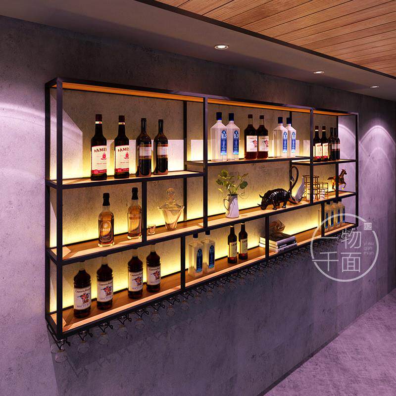 清吧酒架壁挂式家用铁艺酒吧墙上置物架酒杯架餐厅简约红酒展示架