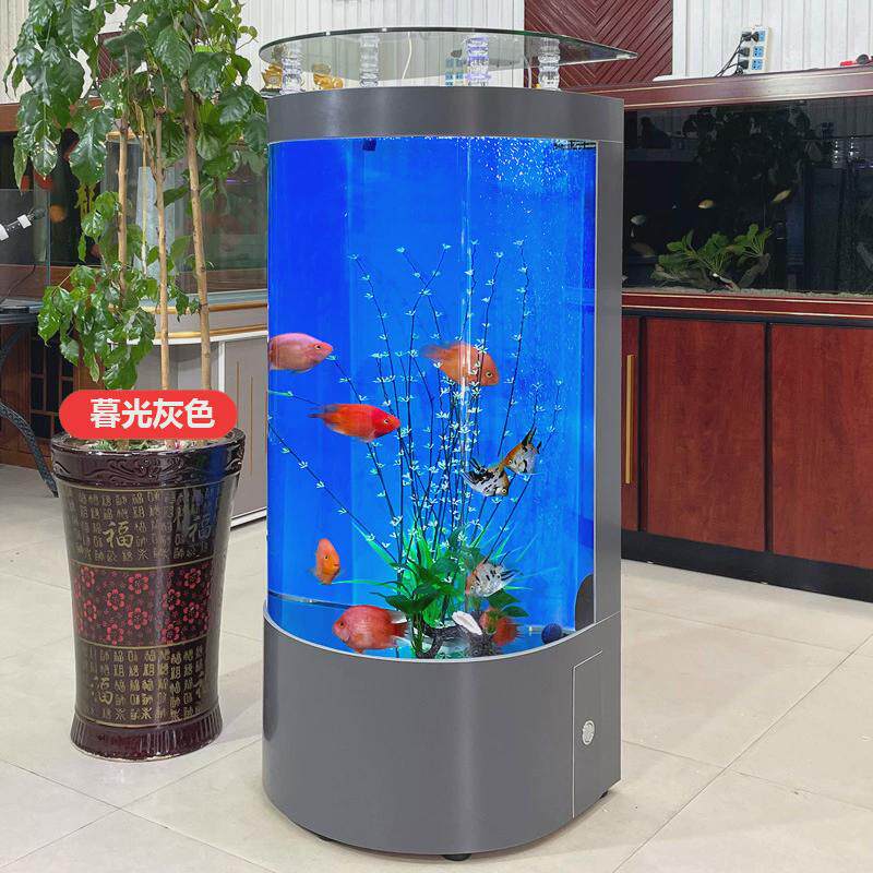 定制半圆鱼缸小型水族箱懒人生态水族箱免换水客厅家用造景金鱼缸