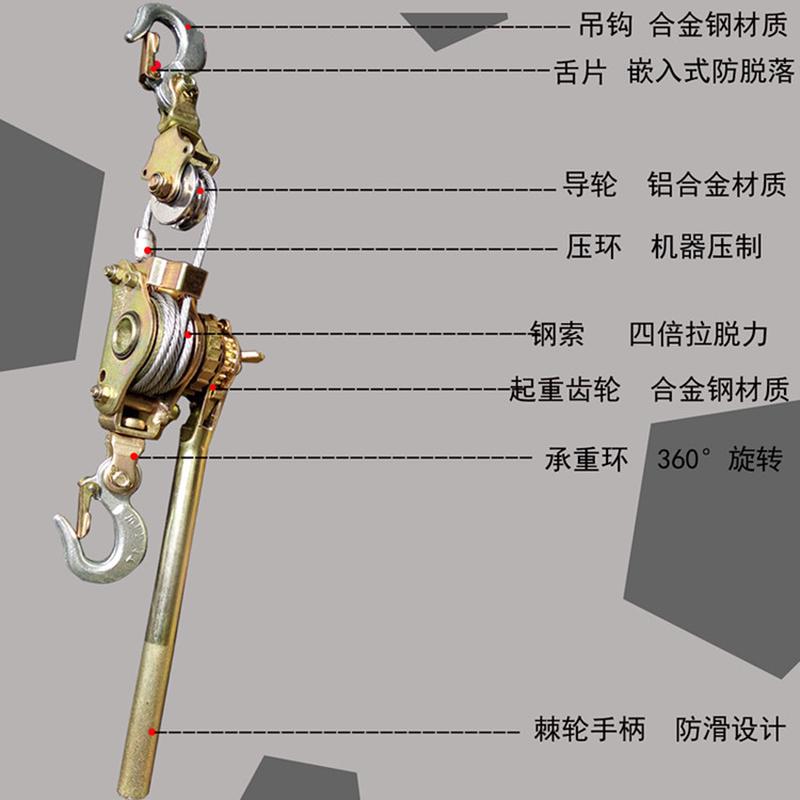 日式卡线器多功能紧线器电力拉紧器电力钢丝绳紧线器收紧器荷缔机