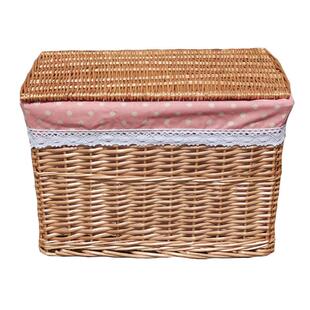 藤筐家居特大号藤编柳编田园带盖收纳筐脏衣篮篮子储物箱整理箱篓