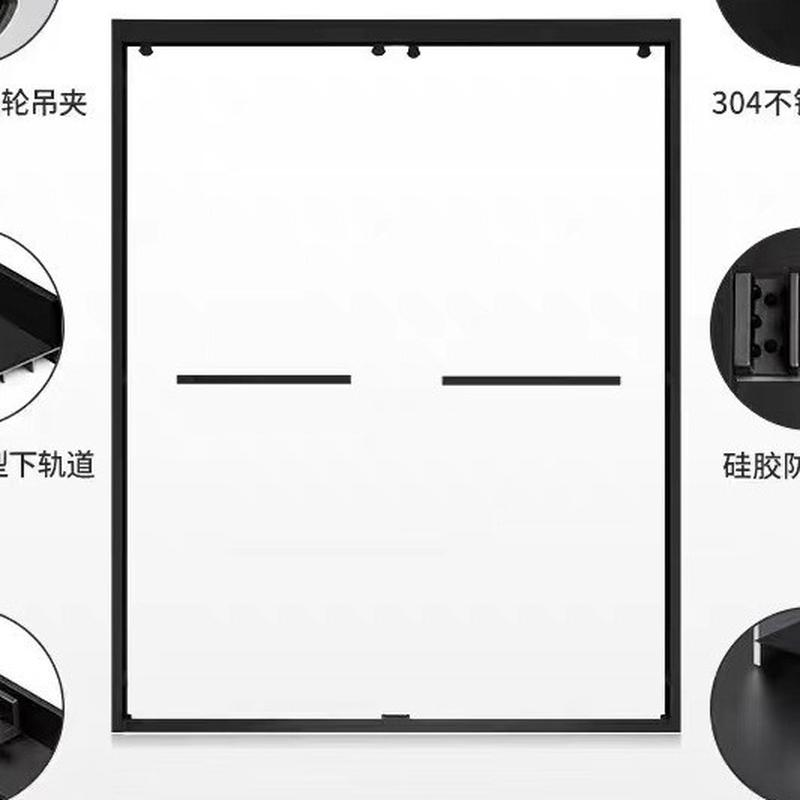 玻璃隔断墙淋浴房隔断干湿分离一字型双移门不锈钢浴室洗澡间
