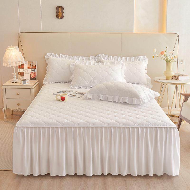 水洗棉床裙罩床罩单件纯色夹棉防尘保护套1.5米1.8床单床笠垫防滑,床上用品,床裙,淘宝优惠券,粉丝福利购,淘宝优惠卷