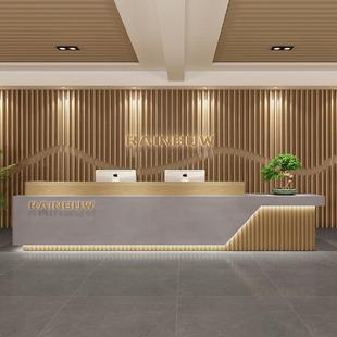 中式现代公司前台接待台酒店会所培训机构吧台桌简约美容院收银台