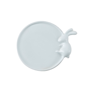 热销ll野【花间里月茸茸】陶瓷调色盘月兔笔搁笔舔国画水墨水彩颜