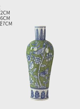 陶瓷花瓶客厅餐桌插花轻奢花器中式复古青花瓷花瓶手绘陶瓷花器