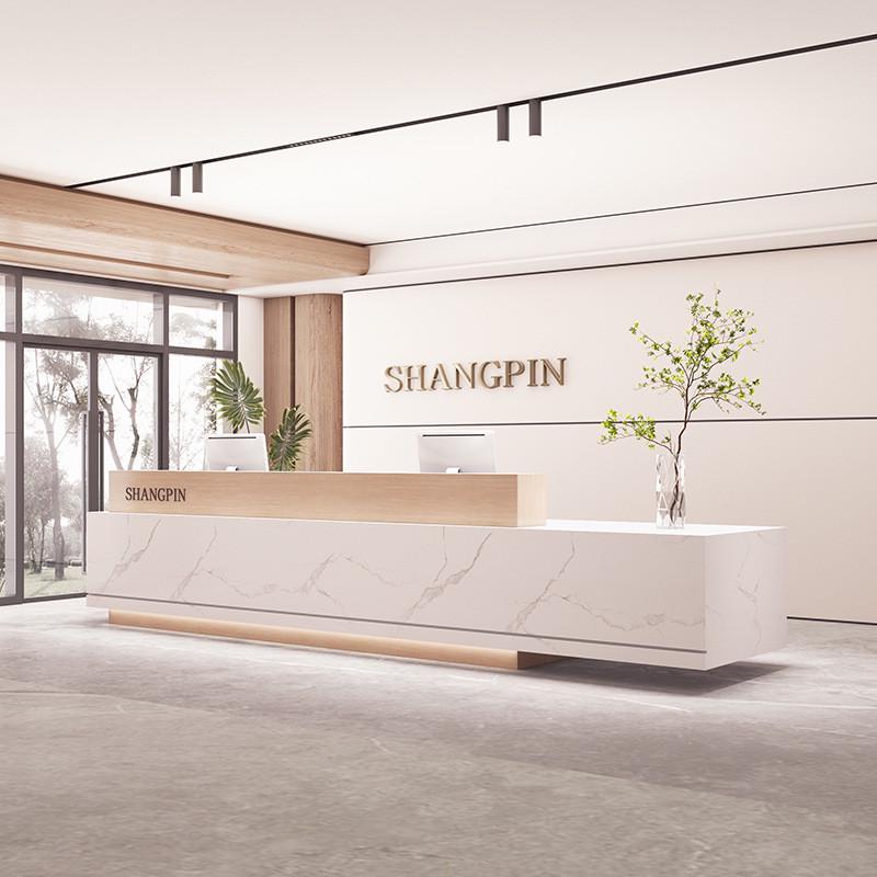 简约现代公司前台烤漆物业办公室酒店大厅接待台机构收银台吧台桌