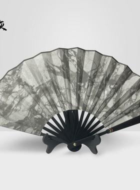 新款9寸合金扇子中国风精美金属折扇绢布流苏功夫舞蹈扇