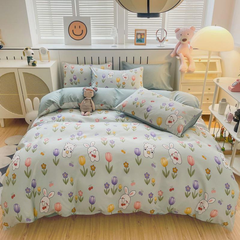 批发四件套被子被套罩床上用品床单学生宿舍单人水洗棉三件套批发
