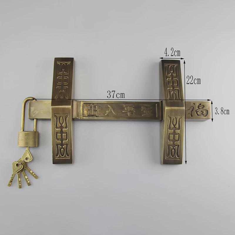 仿古牛弯底板铜门插门锁门扣中式大门复古黄铜大插销门栓锁厂家
