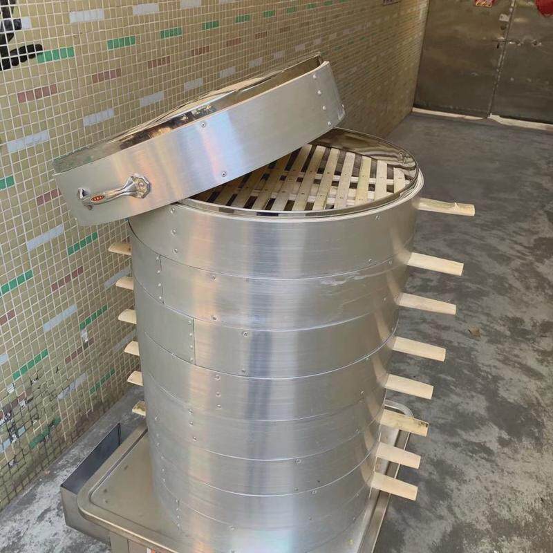 加高多层竹蒸笼商用铝包边钢包口52cm蒸笼竹制蒸屉平底快速蒸包炉