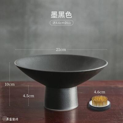 高脚茶席花盘花器陶瓷禅意日式中式插花器皿剑山插花器底座花盆