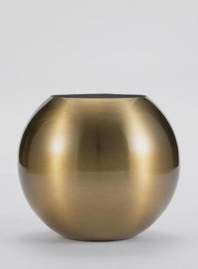 不锈钢花瓶摆件ins北欧圆球形创意插花器多肉植物盆花瓶粉色