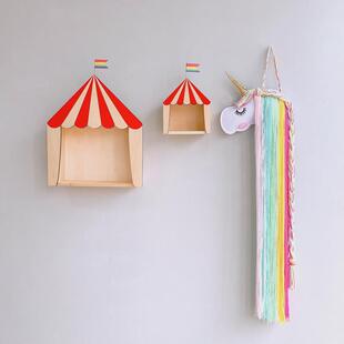 热销bc10ins马戏团小木屋房子置物架摆件挂饰收纳盒儿童房间装饰