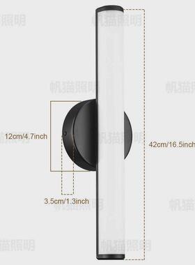 led镜前灯浴室灯梳妆台壁灯黑色15w壁灯冷白光镜美规宽压镜前灯灯