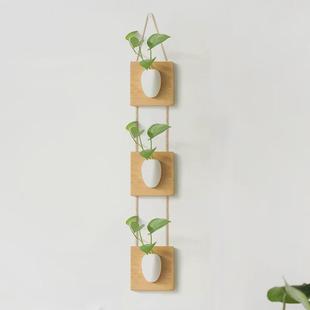 9wor墙面装 饰墙挂水培墙壁挂件花瓶书房餐厅壁挂插花器原木风墙挂