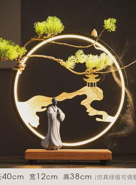 bx62新中式紫砂鱼缸禅意家居装饰品陶瓷小沙弥盆景假山小和尚摆件