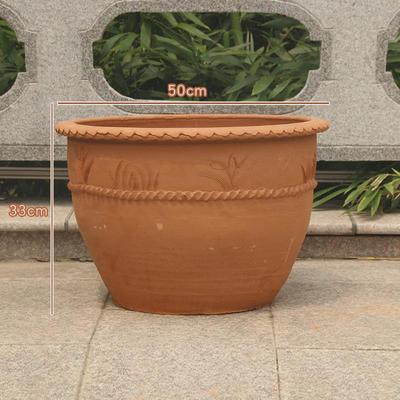 土陶花盆粗陶罐红陶陶缸特大号别墅庭院种树大口径复古透气老式盆